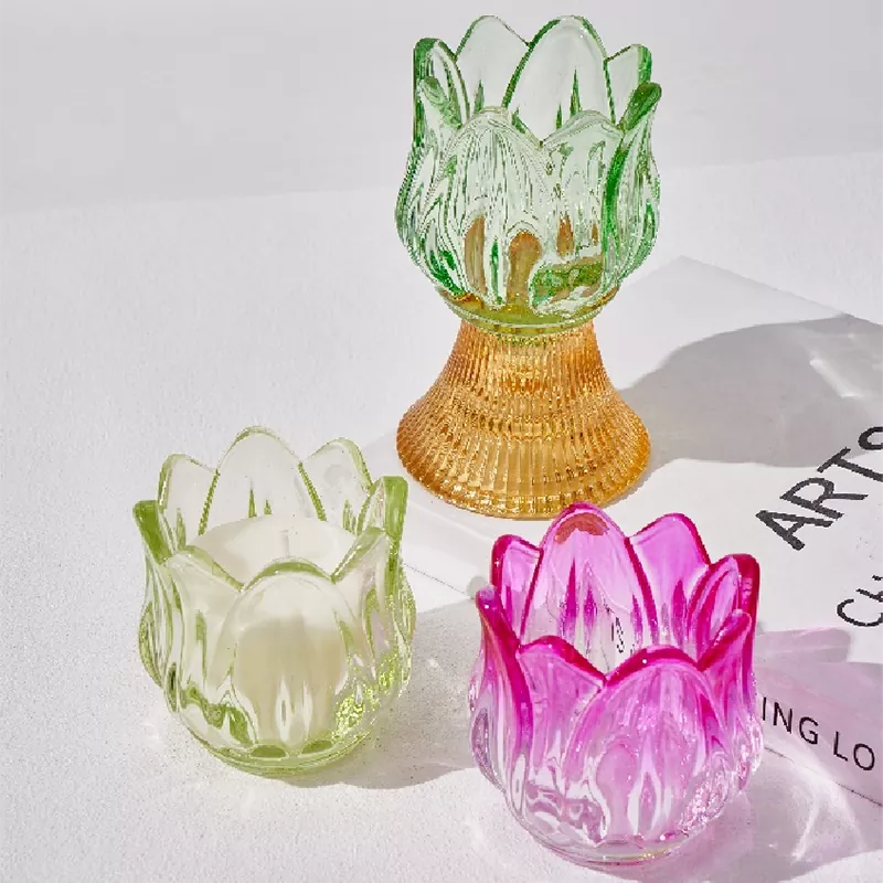 Barvna merveilles florales steklena svečnik